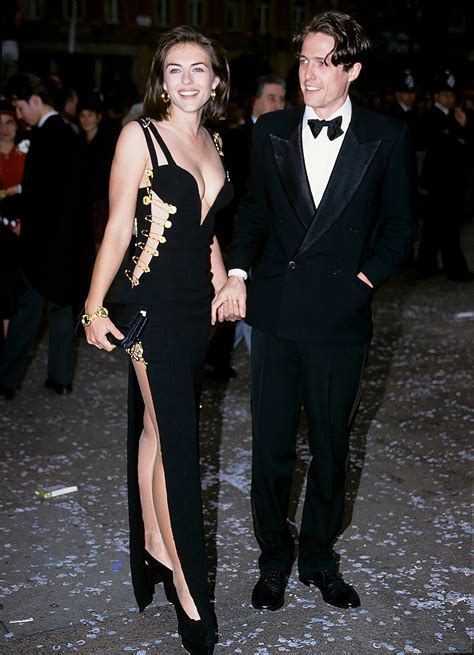 hugh grant and elizabeth hurley black dress versace|elizabeth hurley Versace pin dress.